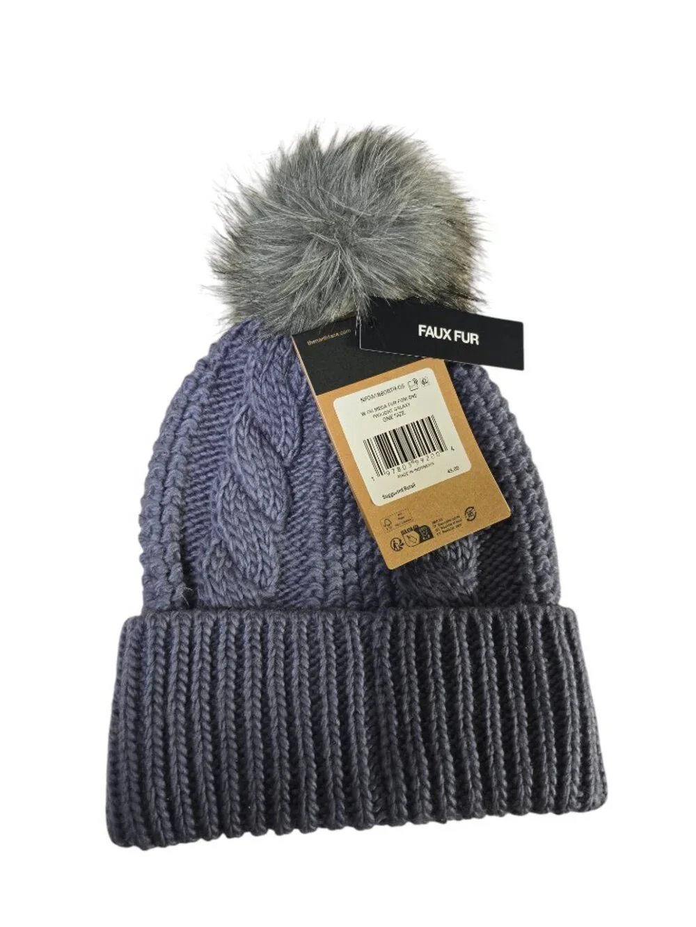 THE NORTH FACE Women's Oh Mega Fur Pom Beanie | Deep Fit Cuffed Winter Hat NWT